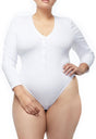 Good American The Ribbed Henley Bodysuit | Ivory001